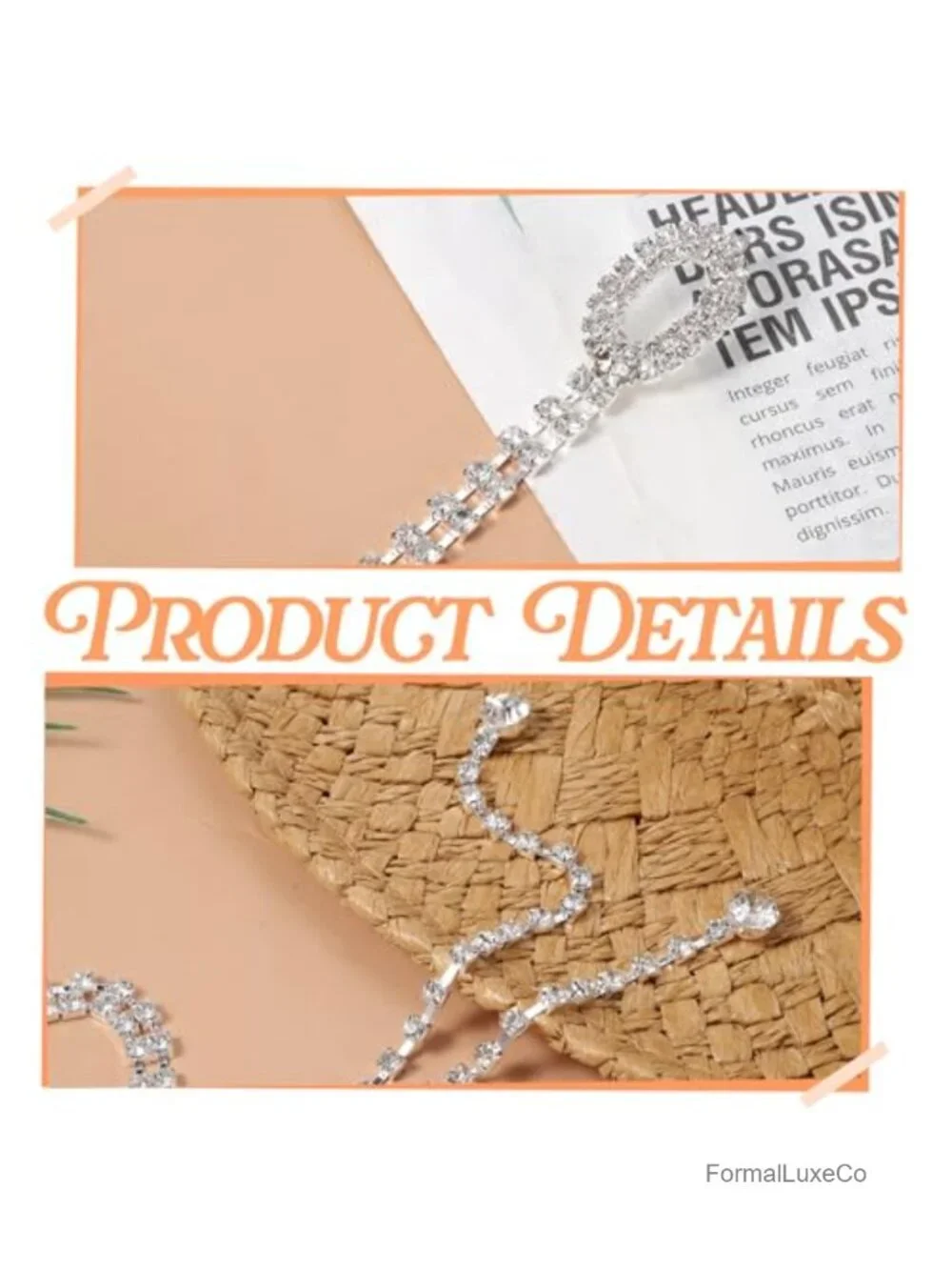 Rhinestone Crystal Chain Belt, Sparkly Metal Waist Belt for Dresses